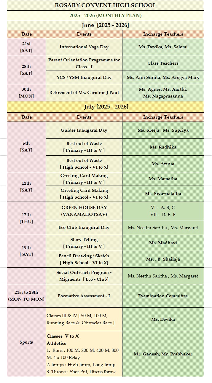 Monthly Calendar 2025